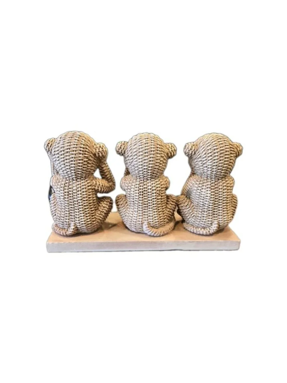 New BOHO Imitation Wicker Rattan 3 Monkeys Statue Home Decoration Figurie Statue